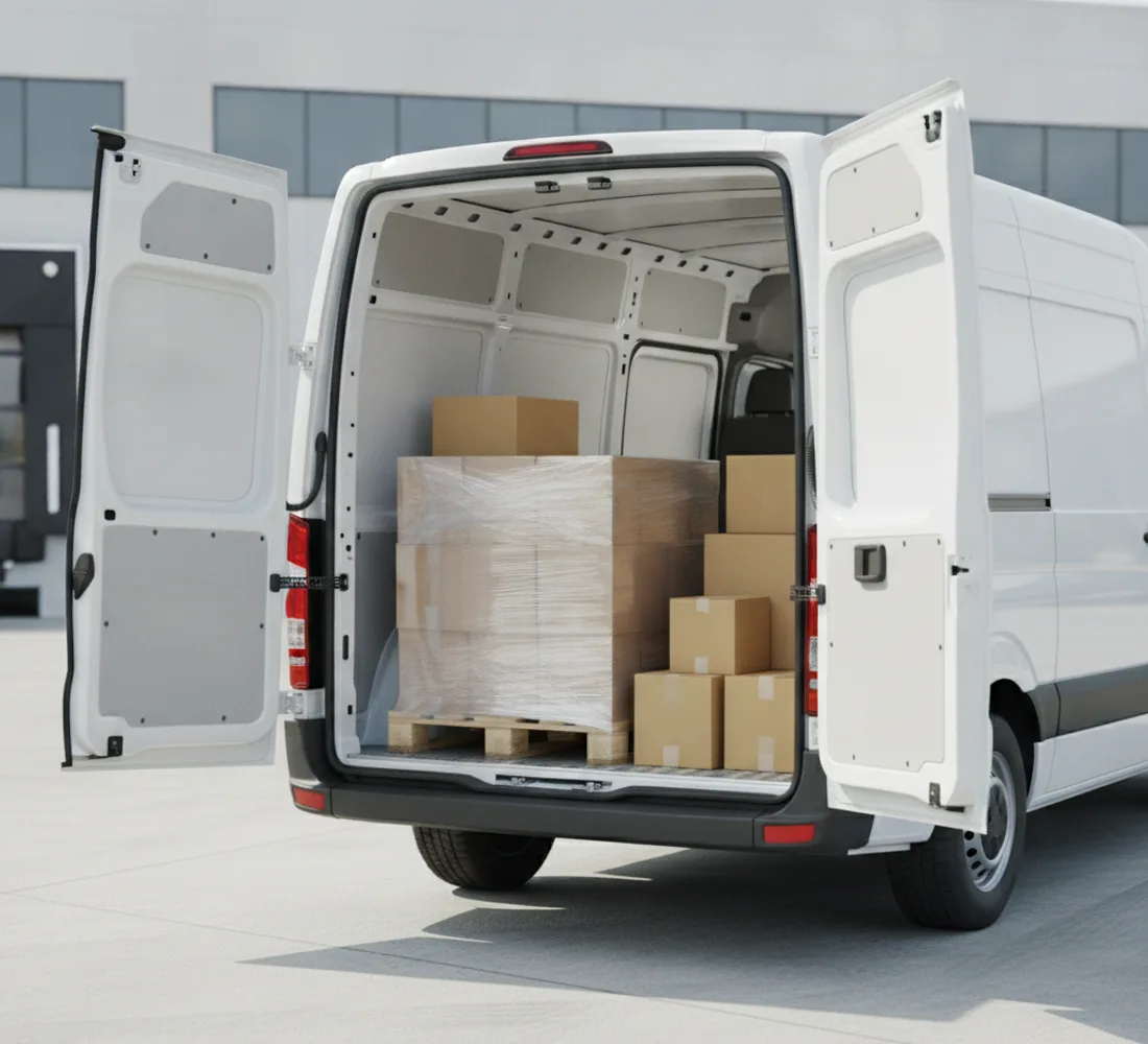 Loaded Caballos van with parcels ready for delivery
